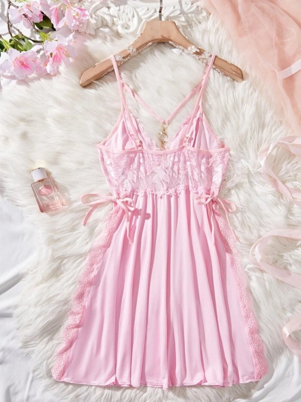 Sexy Lingerie Sexy Side Slit Chemise Lace Dress Babydoll Underwear Sleepwear - Picture 8 of 13